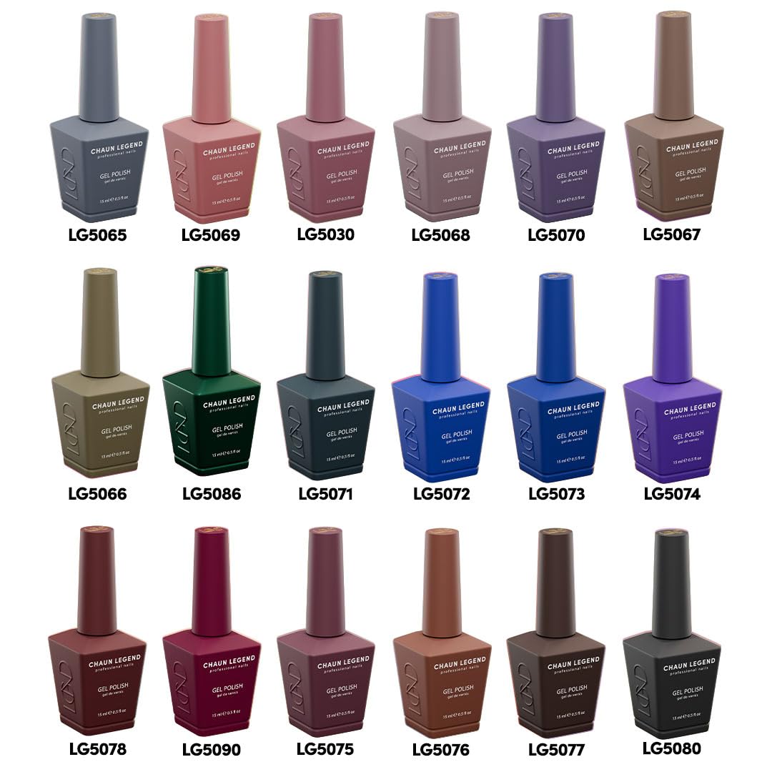 Chaun Legend UV Gel Nail Polish Collection Set of 18, Long-Lasting, Quick Dry, High Shine, Professional Salon-Quality Manicure, Dark And Moody