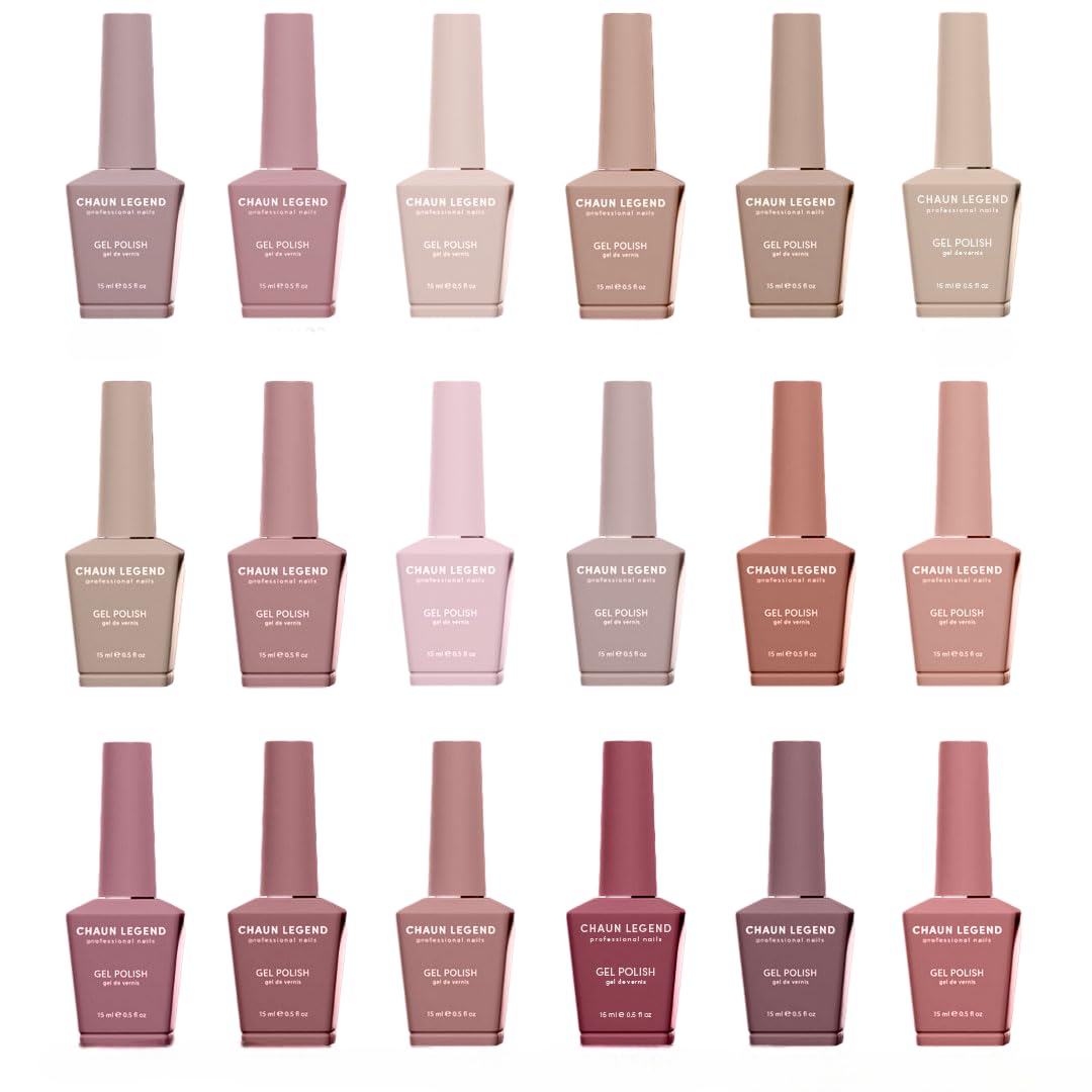 Chaun Legend UV Gel Nail Polish Dry, Collection Set of 18 Make A Mauve